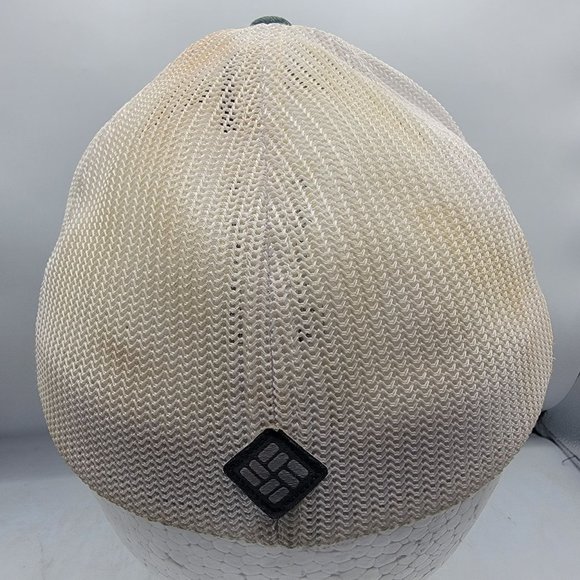 Columbia Green White Hat Cap Adults Large XL Leather Patch Logo Casual Comfort - Picture 3 of 9